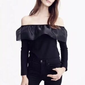 J Crew | Size M | Off Shoulder Black Knit Top With Ruffle